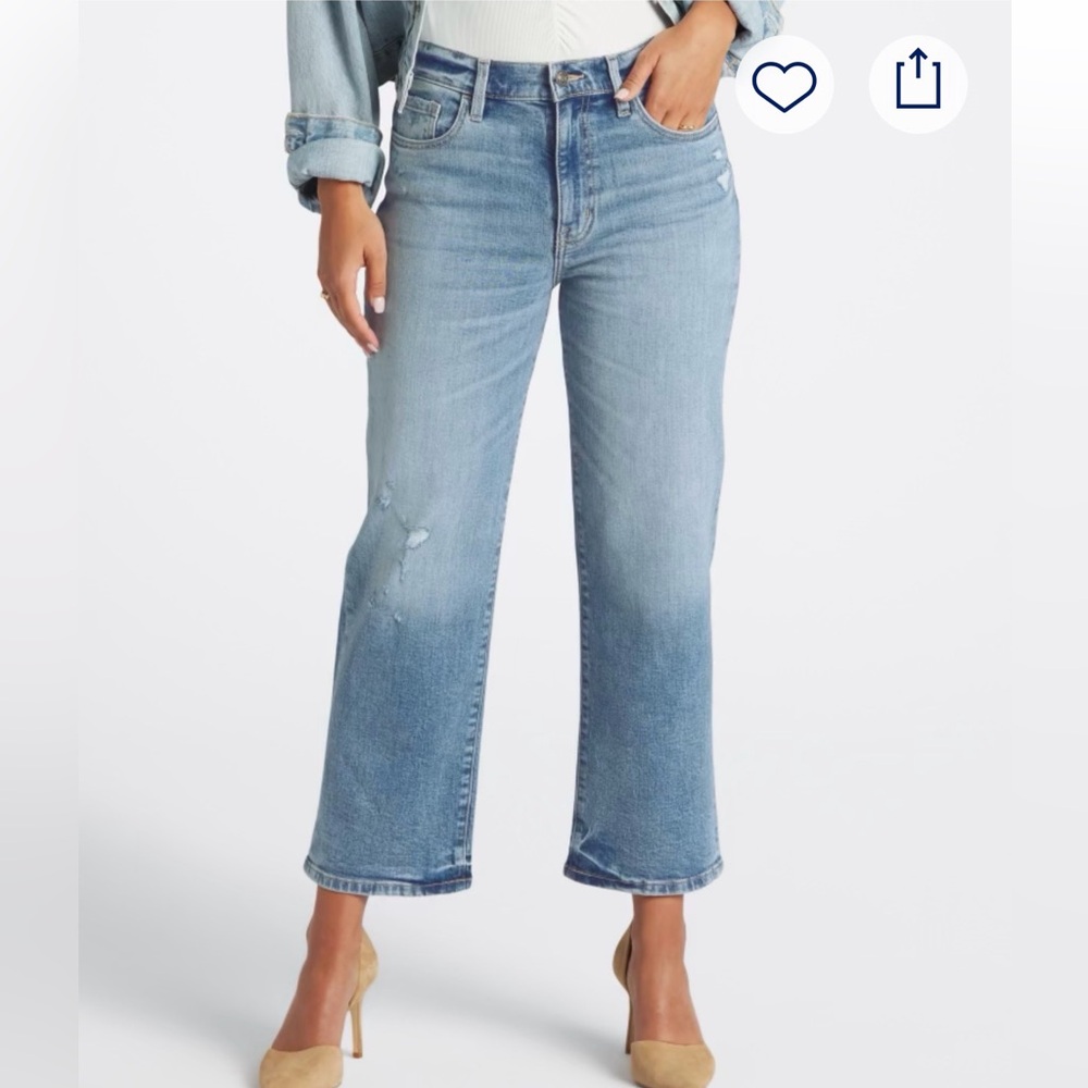 Studio Blue Steph High Rise Wide Leg Crop Jeans Raw Hem Size 32